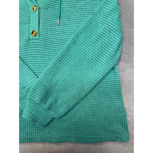 Women’s Emery Rose Green/Teal Knit Hoodie Pullover Size Medium - Picture 4 of 6